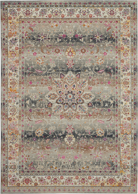 Nourison Vintage Kashan 5'3" x 7'10" Grey Vintage Indoor Rug