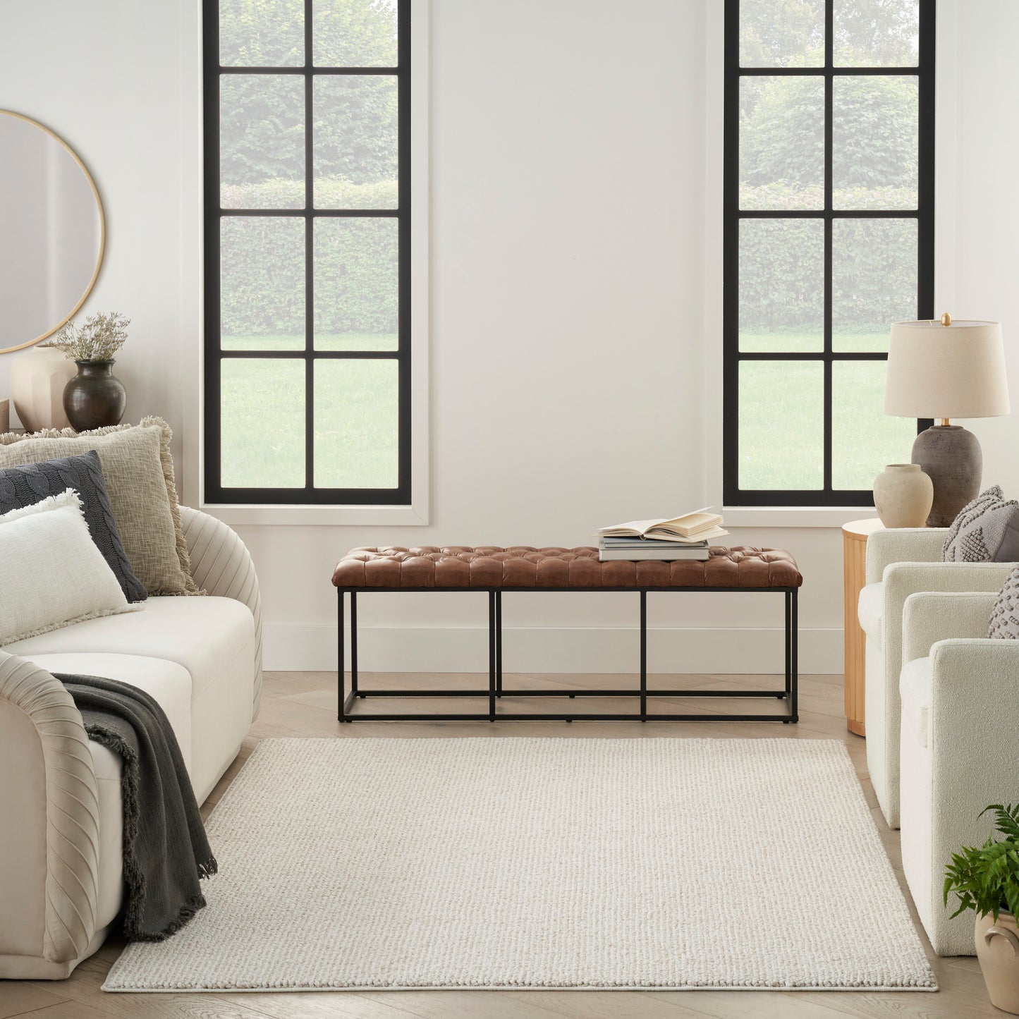 Nourison Natural Texture 7'10" x 9'10" Ivory Beige Farmhouse Indoor Rug