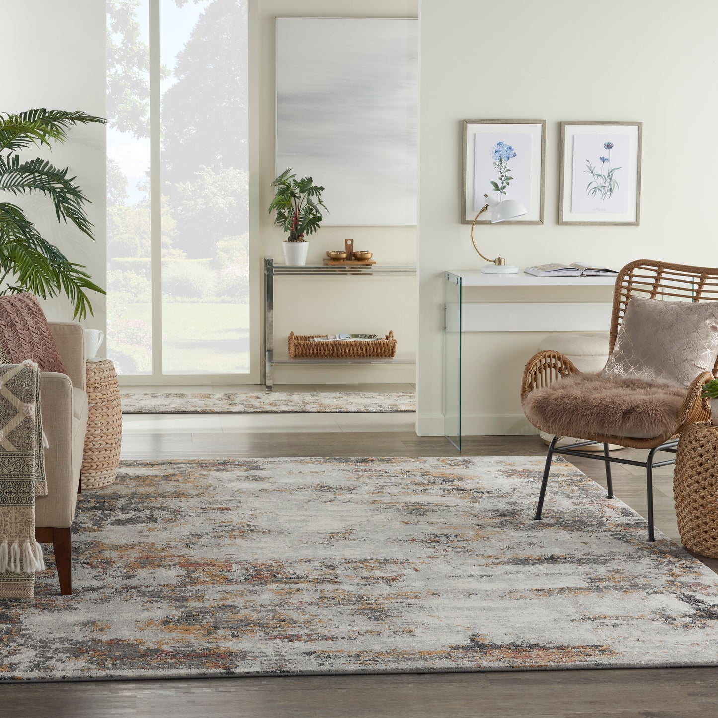 Nourison Tangra 9' x 12' Grey/Multi Modern Indoor Rug