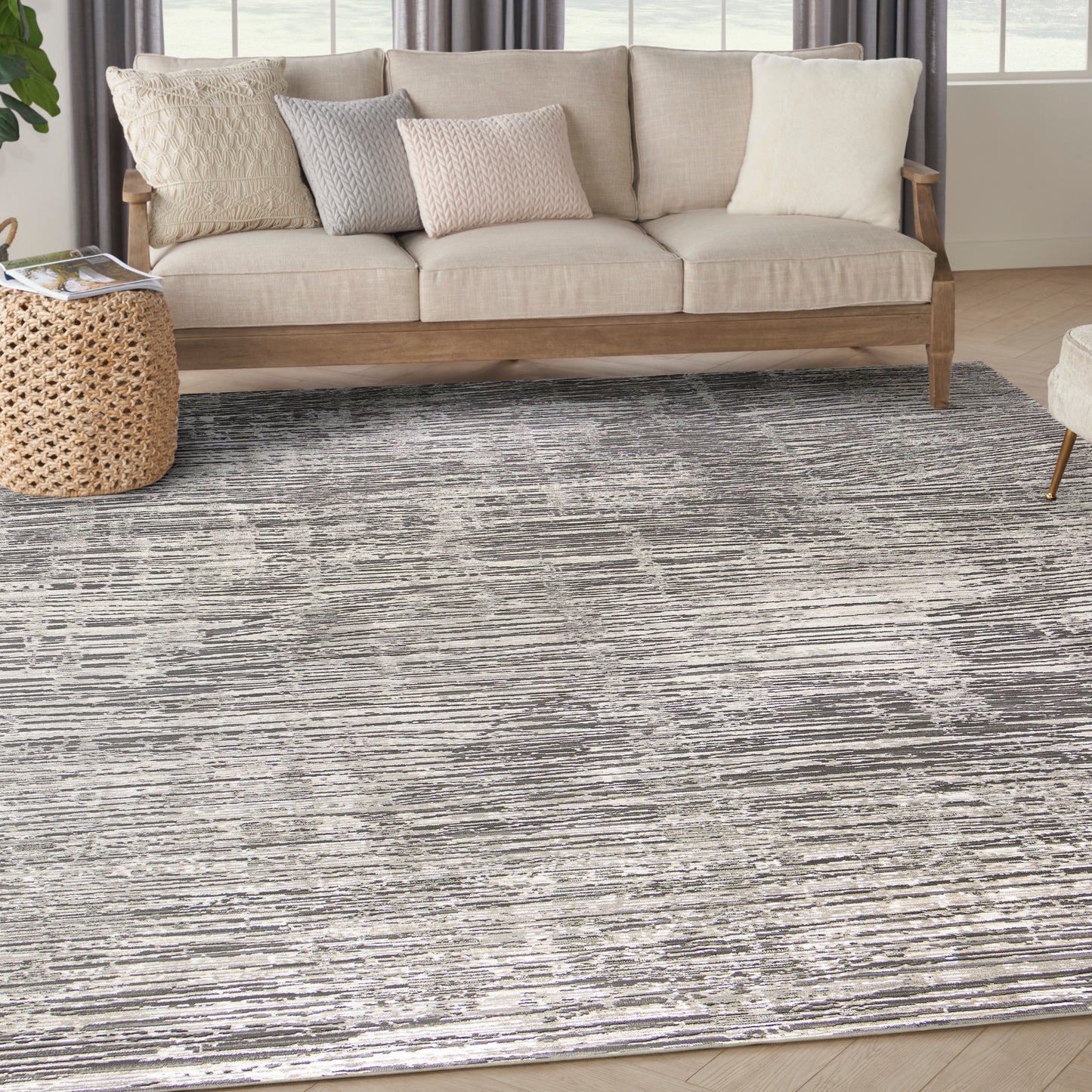 Nourison Sustainable Trends 9' x 12' Ivory Grey Modern Indoor Rug