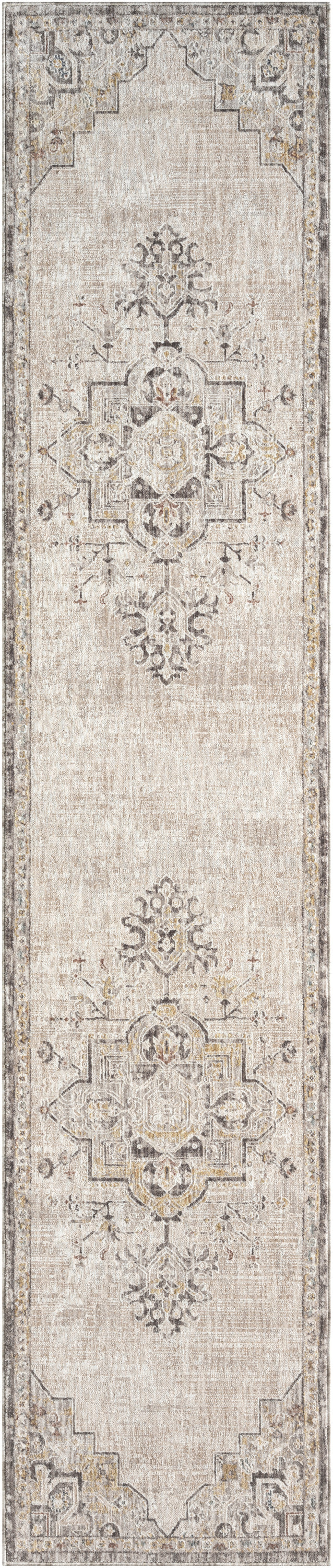 Nourison Antique Fusion 2'2" x 10' Ivory Charcoal Vintage Indoor Rug