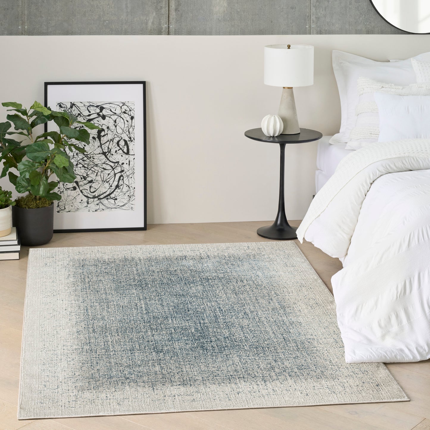 DKNY Grand Street 6' x 9' Ivory Blue Modern Indoor Rug