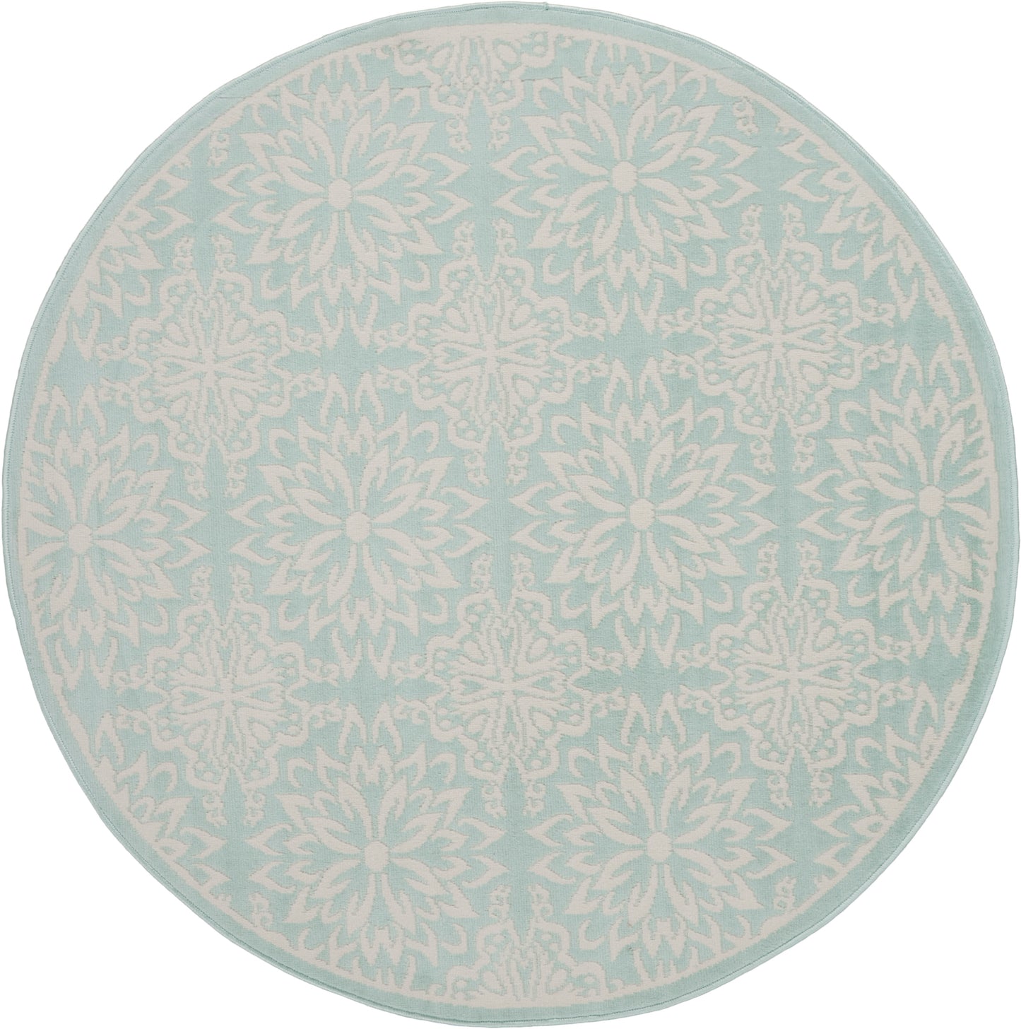 Nourison Jubilant 5'3" x Round Ivory Green Farmhouse Indoor Rug