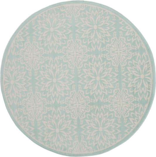 Nourison Jubilant 5'3" x Round Ivory Green Farmhouse Indoor Rug