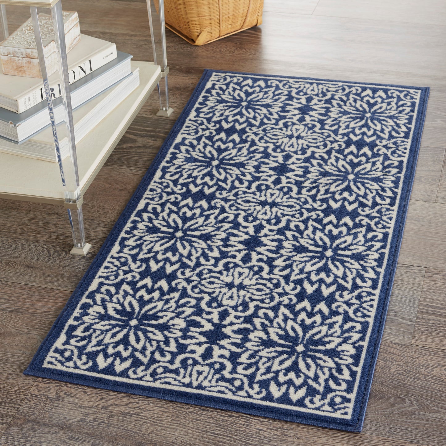 Nourison Jubilant 2' x 4' Navy/Ivory Farmhouse Indoor Rug