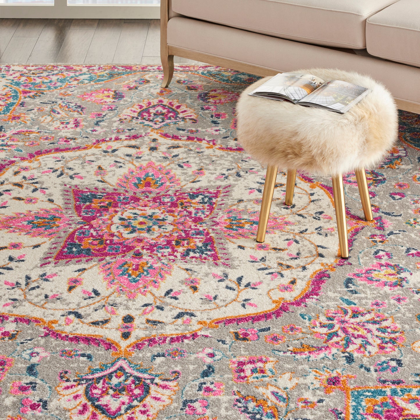 Nourison Passion 6'7" x 9'6" Grey/Multi Transitional Indoor Rug