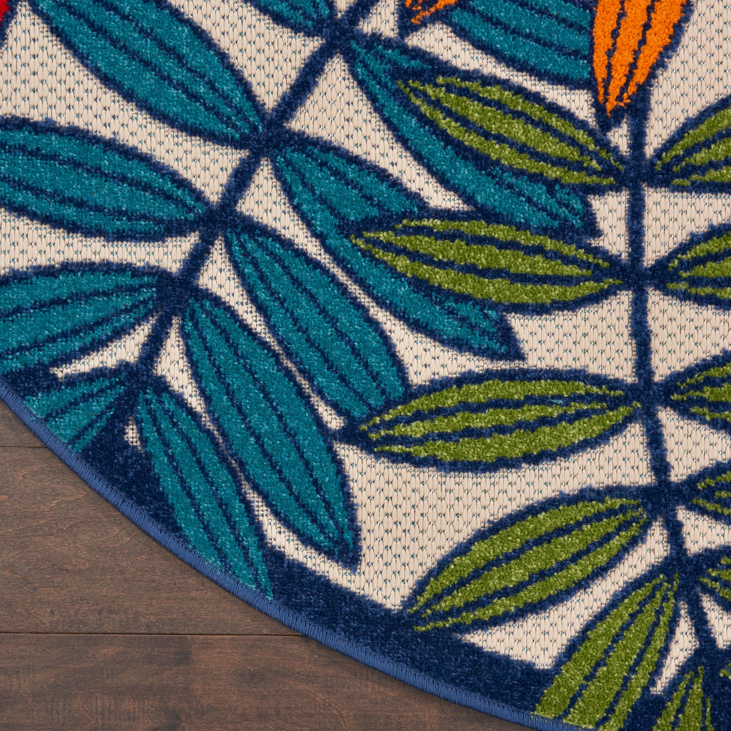 Nourison Aloha 5'3" x Round Multicolor Tropical Rug