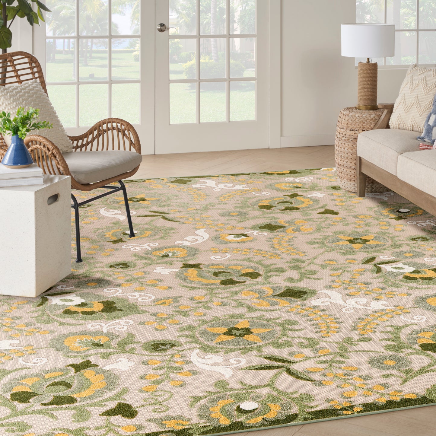 Nourison Aloha 10' x 14' Ivory Green Outdoor Rug