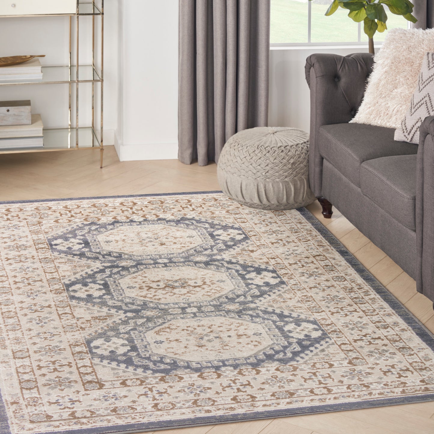 Nourison Serenity Home 3'11" x 5'11" Ivory Blue Vintage Indoor Rug