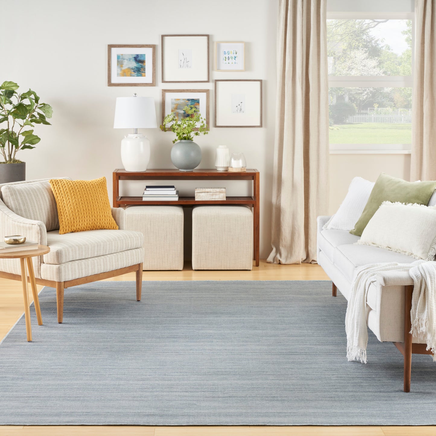 Nourison Washable Essentials 6' x 9' Aqua Modern Indoor Rug
