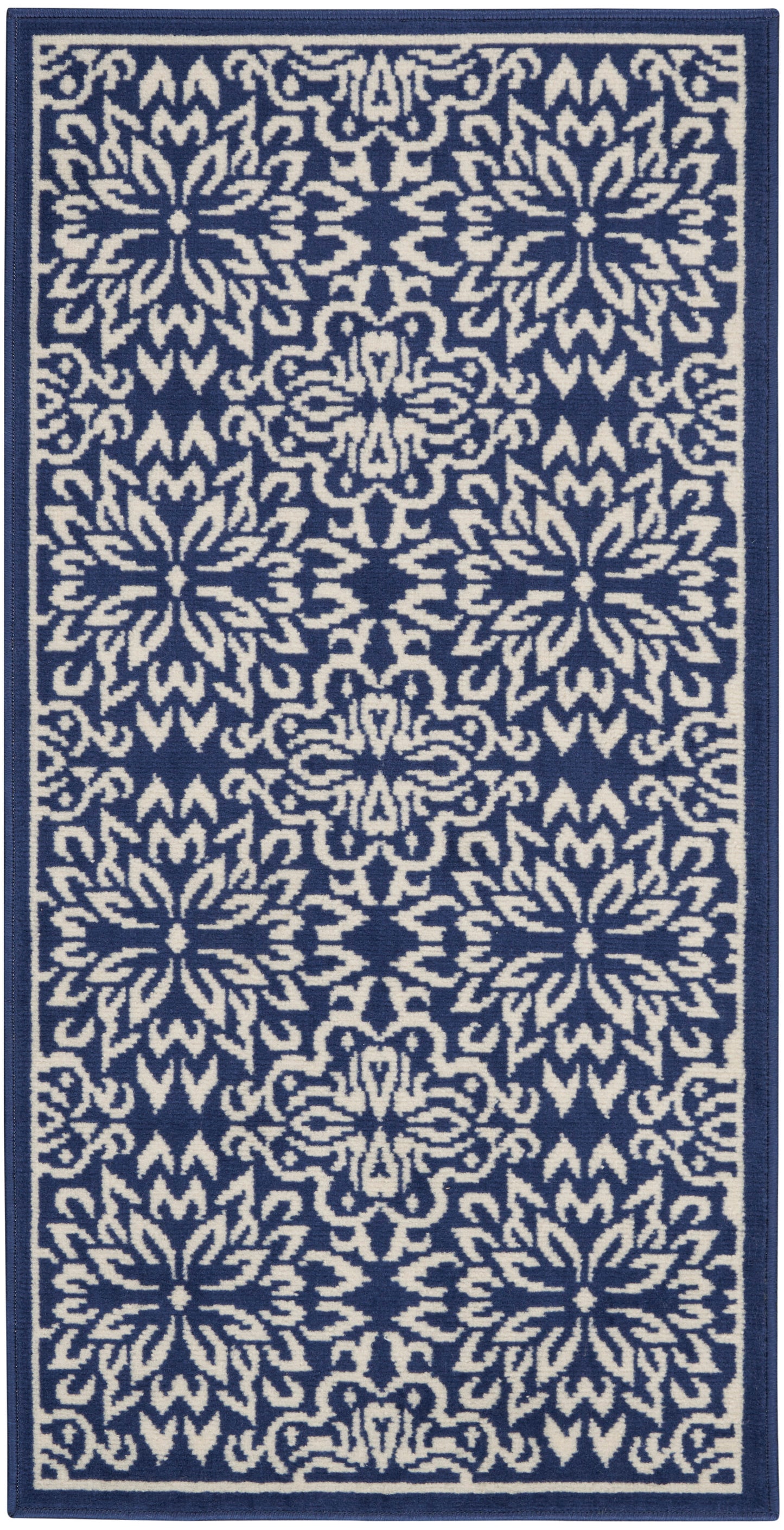 Nourison Jubilant 2' x 4' Navy/Ivory Farmhouse Indoor Rug