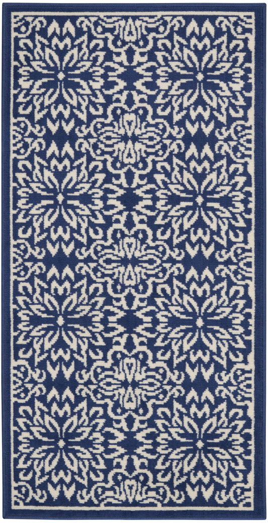 Nourison Jubilant 2' x 4' Navy/Ivory Farmhouse Indoor Rug