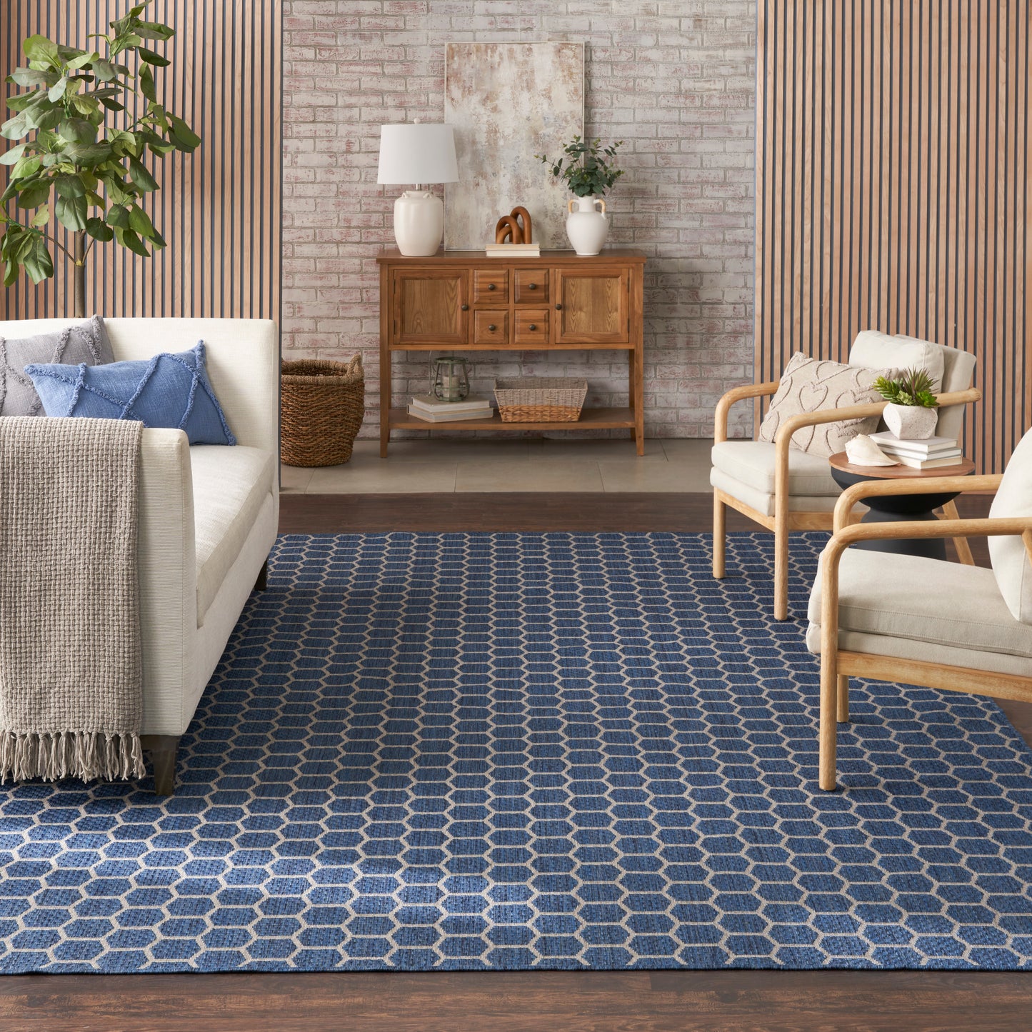 Nourison Twist Reversible 8' x 10' Blue Modern Rug