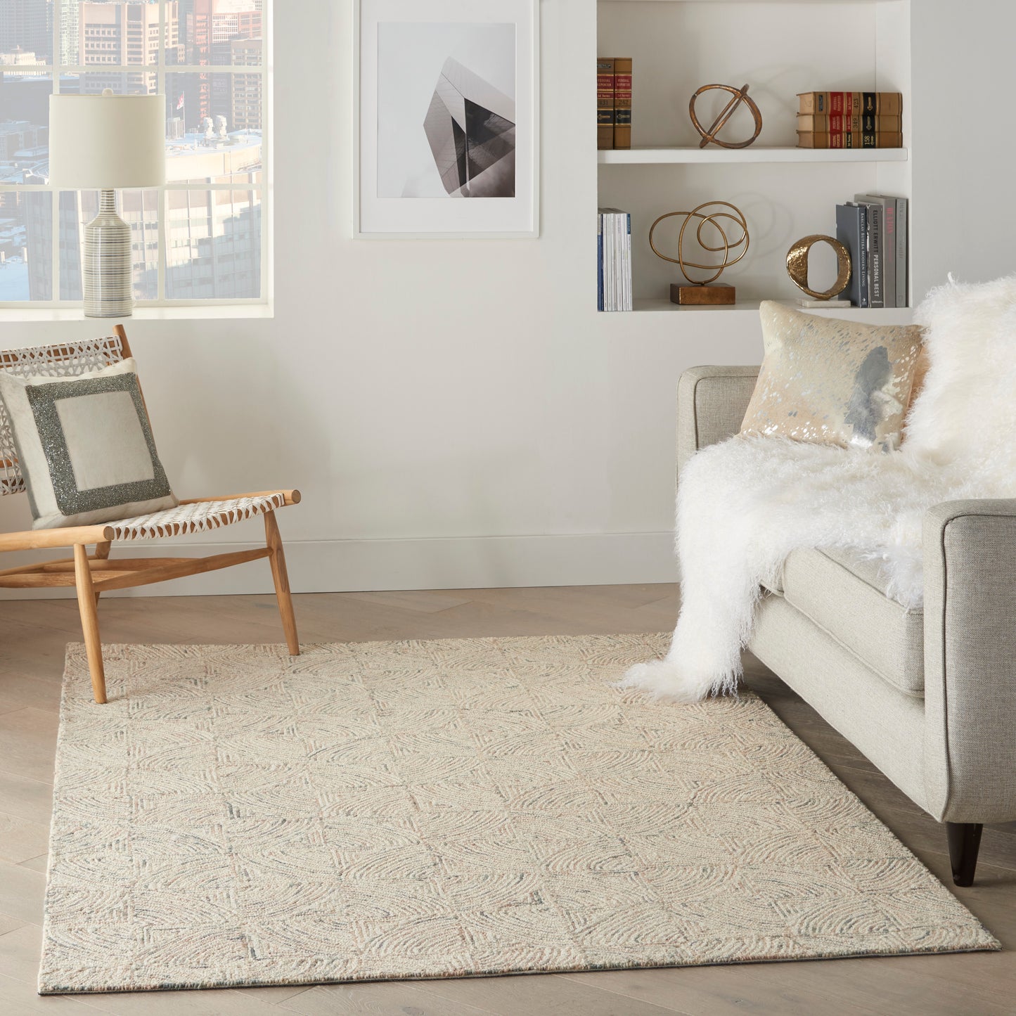 Nourison Interlock 3'9" x 5'9" Ivory/Multi Modern Indoor Rug