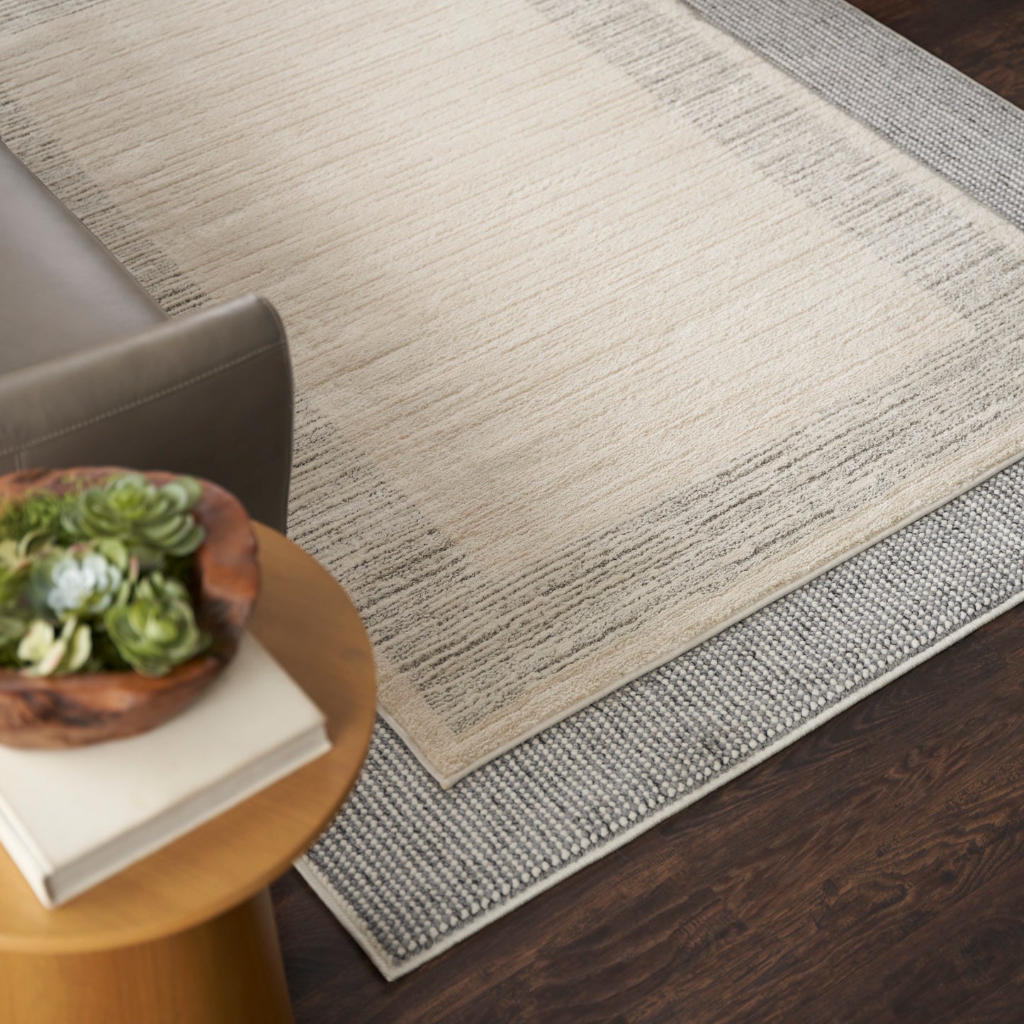 Nourison Natural Texture 5'3" x 7' Ivory Grey Farmhouse Indoor Rug