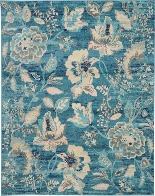 Nourison Tranquil 8'10" x 11'10" Turquoise Vintage Indoor Rug