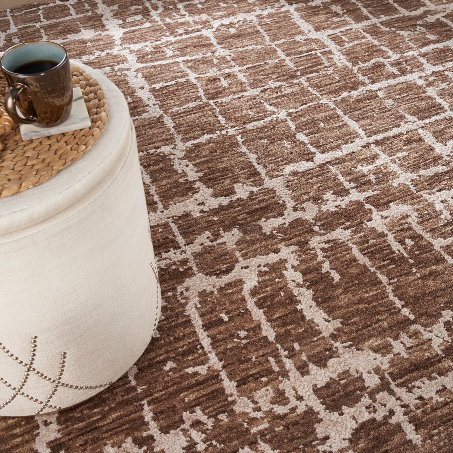 Nourison Luna 9'9" x 13'9" Mocha Ivory Modern Indoor Rug