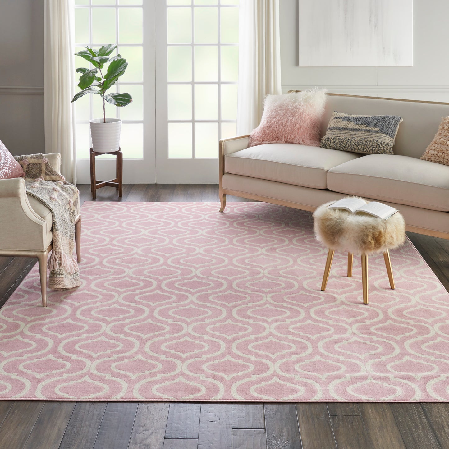 Nourison Jubilant 8'6" x 12' Pink Contemporary Indoor Rug