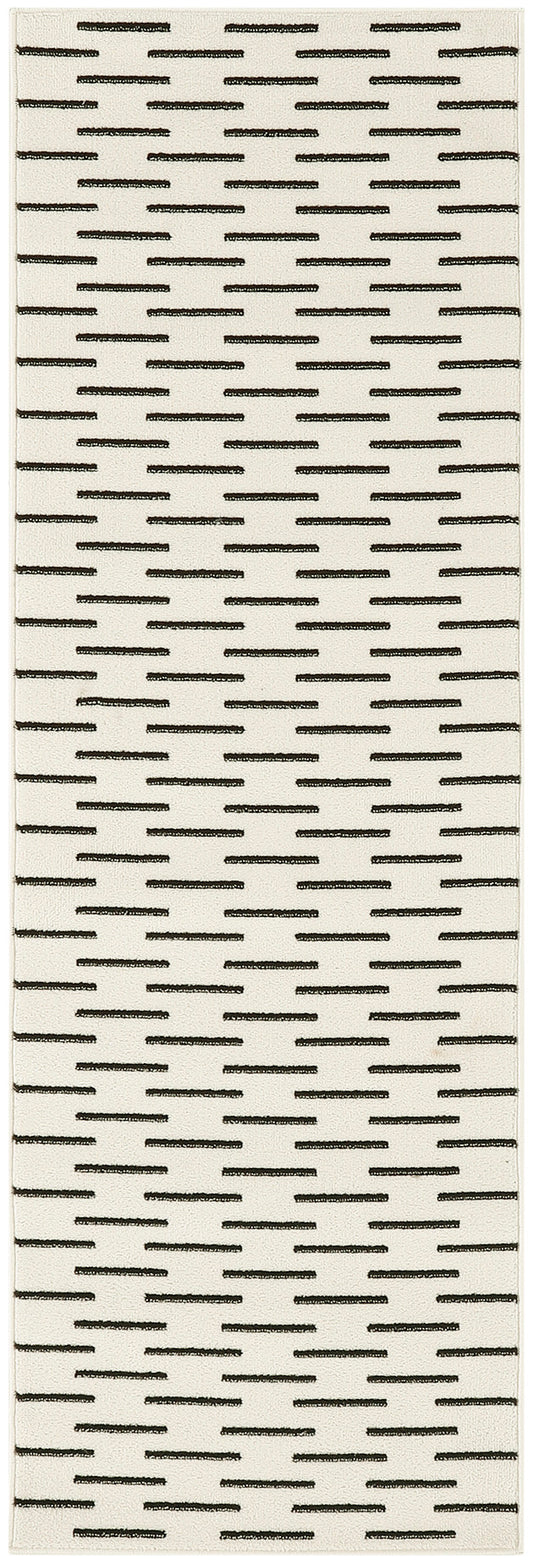 Nourison Nordic 2' x 6' Ivory Black Scandinavian Indoor Rug