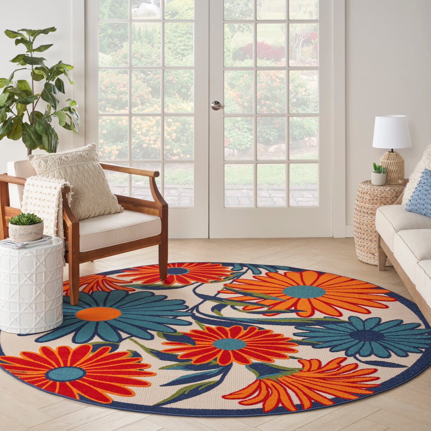 Nourison Aloha 10' x Round Multicolor Contemporary Rug