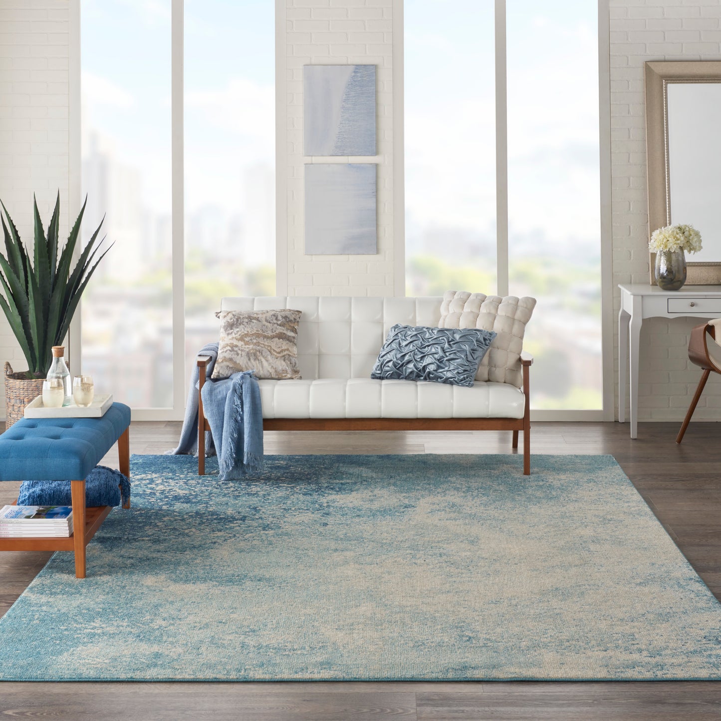 Nourison Passion 6'7" x 9'6" Navy Light Blue Modern Indoor Rug