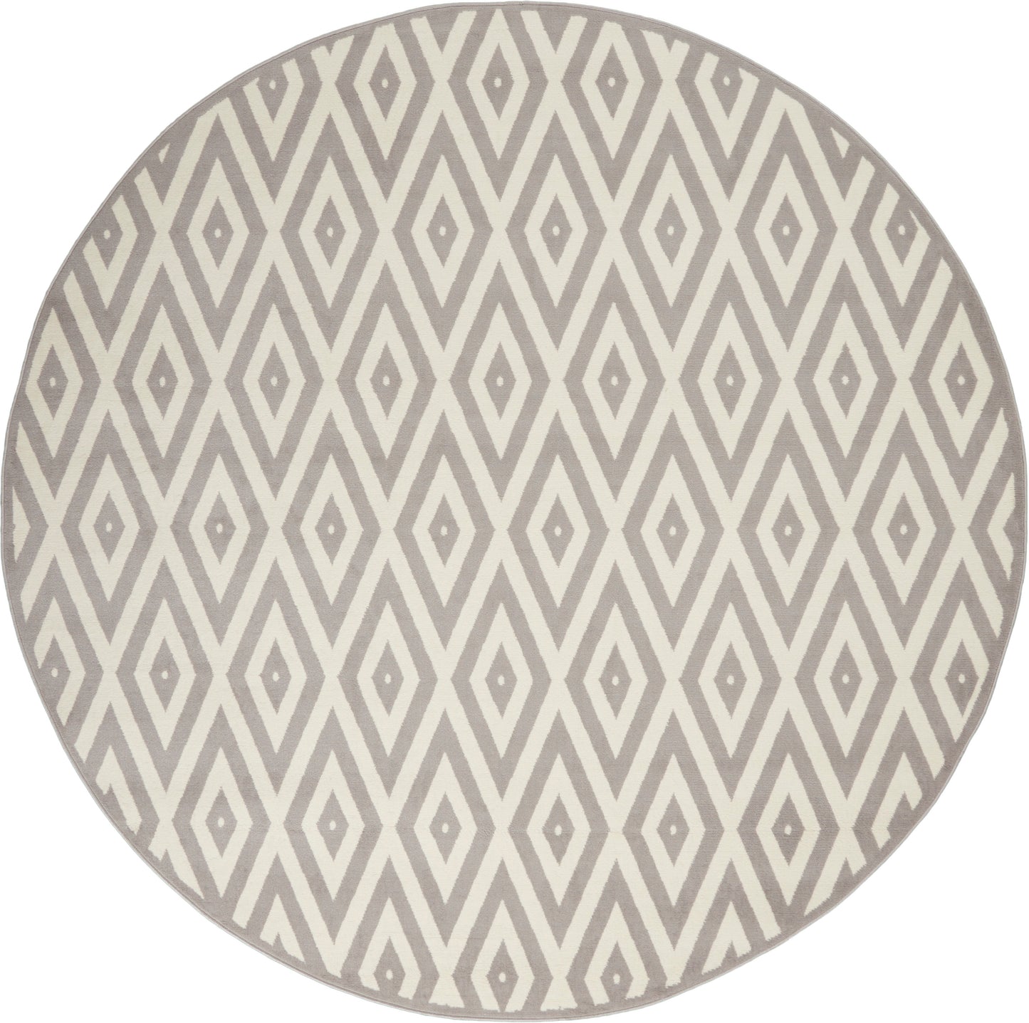 Nourison Grafix 8' x Round White/Grey Mid-Century Modern Indoor Rug