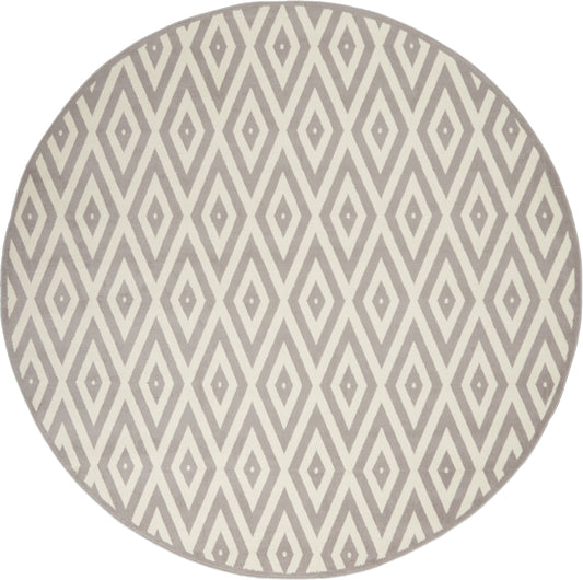 Nourison Grafix 8' x Round White/Grey Mid-Century Modern Indoor Rug