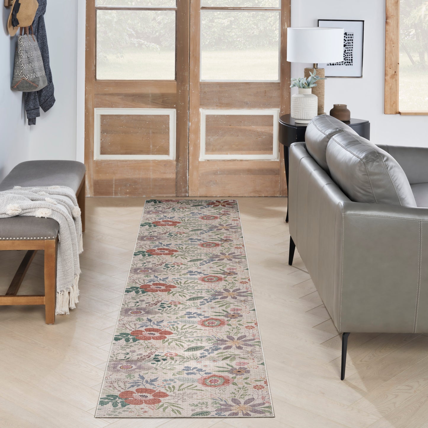 Nourison Nourison Washables 2'2" x 8' Cream Multicolor Farmhouse Indoor Rug