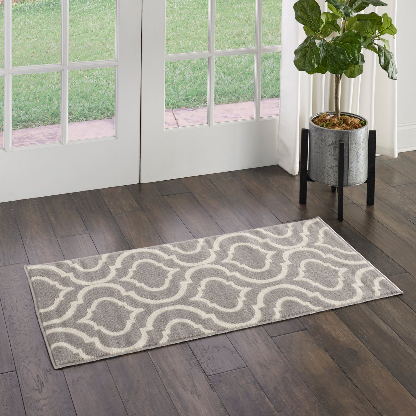 Nourison Jubilant 2' x 4' Grey Contemporary Indoor Rug