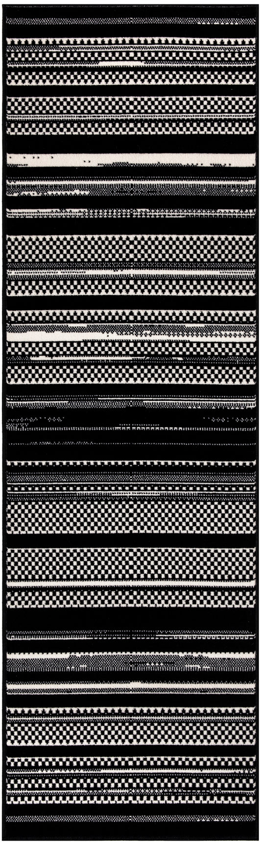 Nourison Grafix 2'3" x 7'6" Black White Modern Indoor Rug