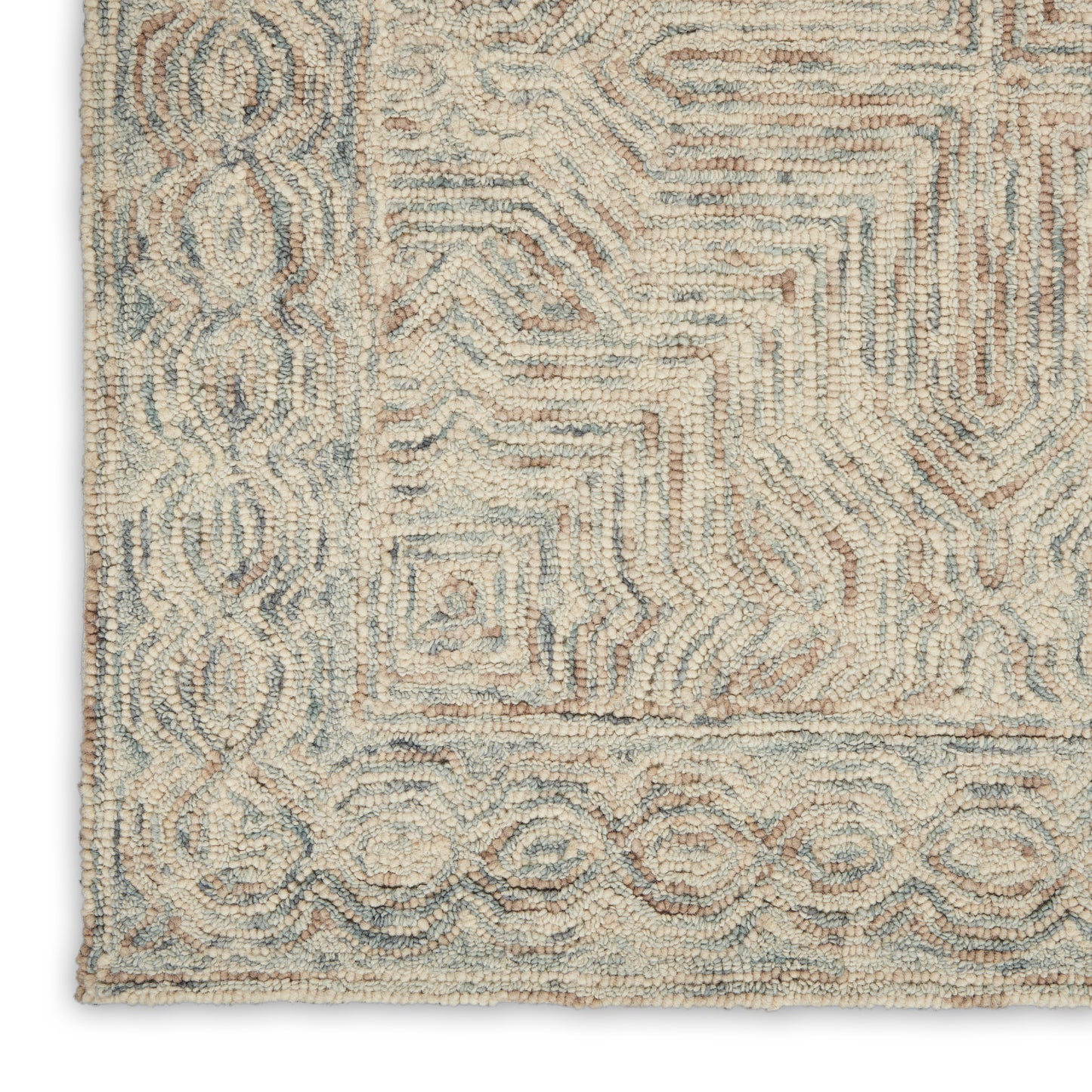 Nourison Interlock 8' x 10'6" Blue Ivory Bohemian Indoor Rug
