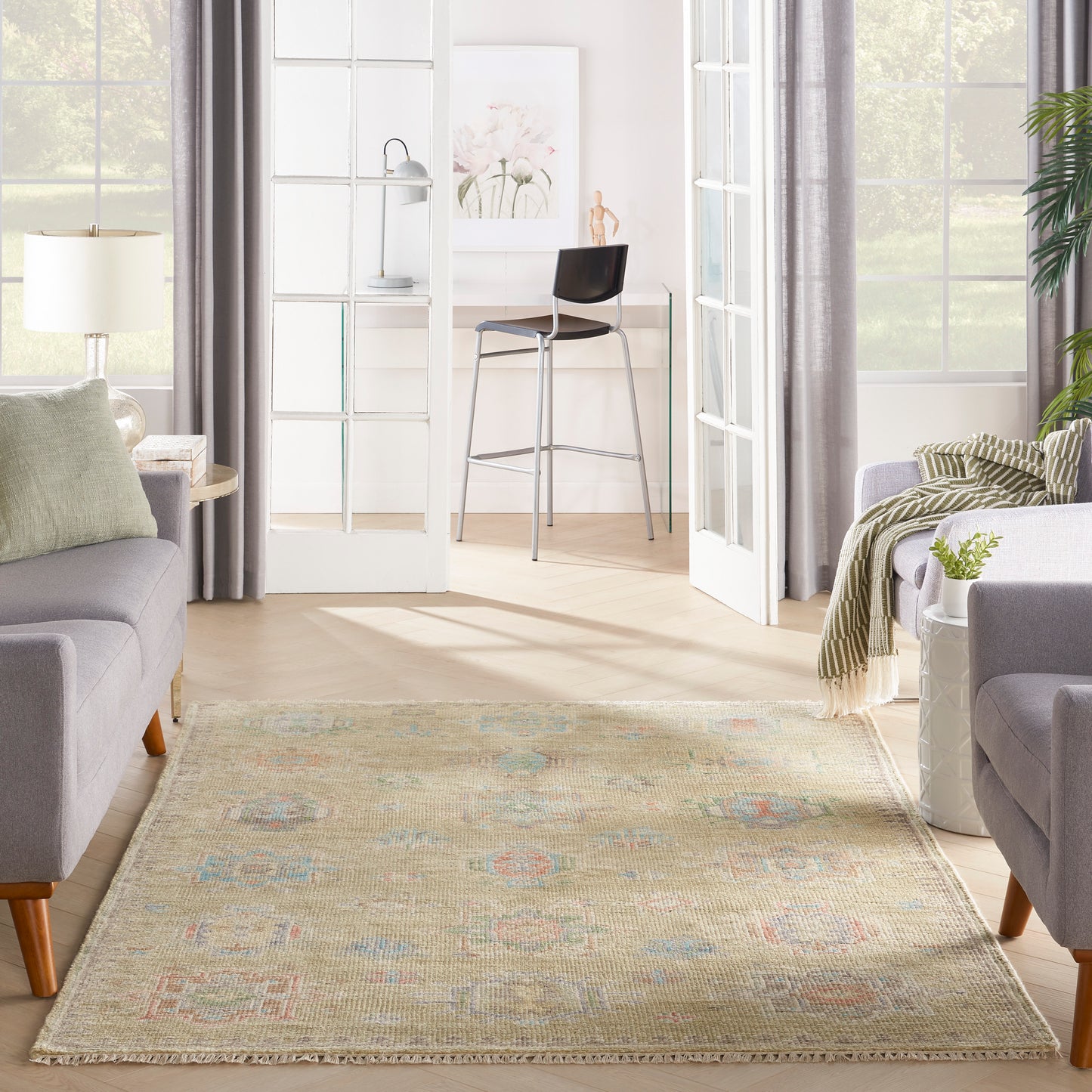 Nourison Odessa 5'6" x 8' Sage Vintage Indoor Rug