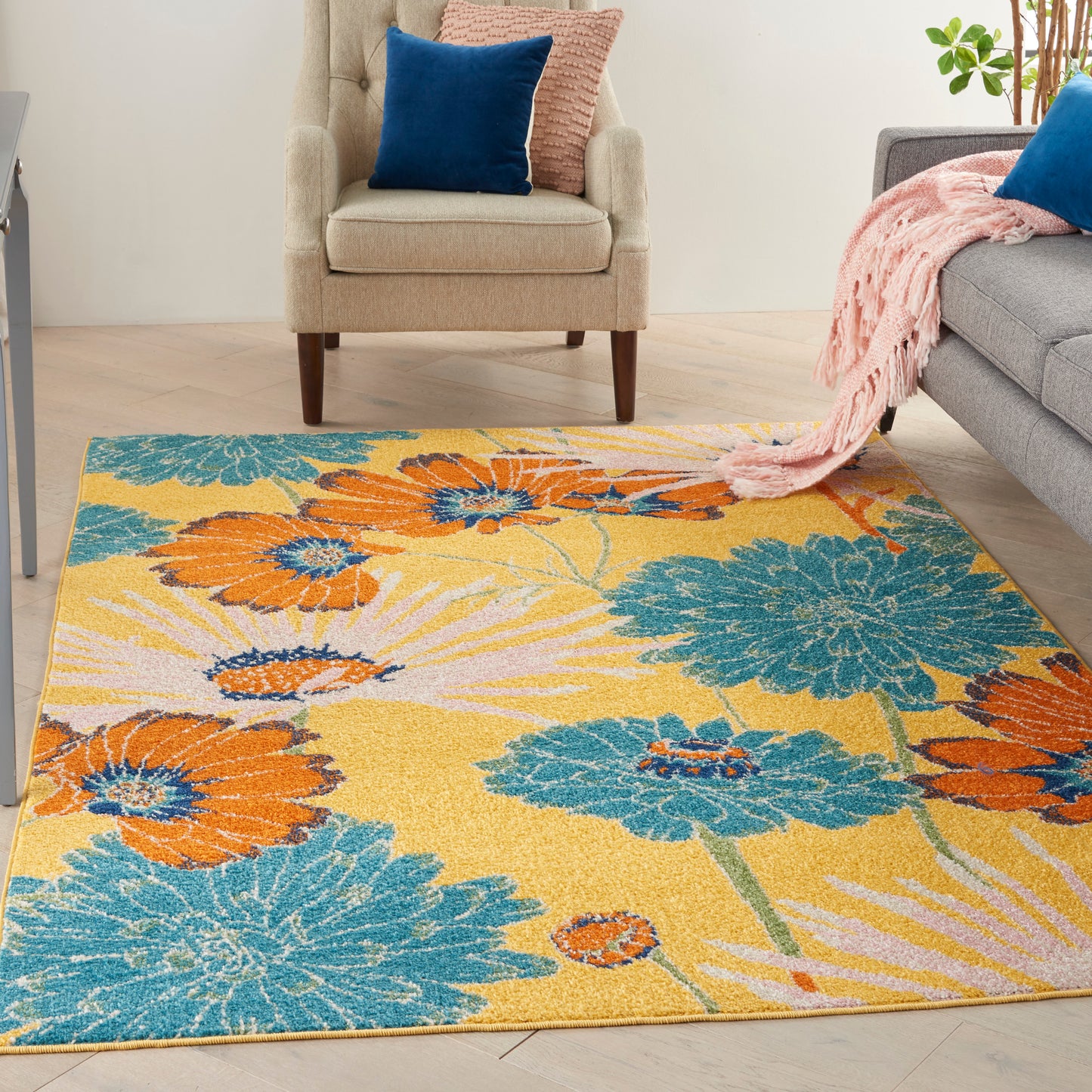 Nourison Allur 4' x 6' Yellow Multicolor Contemporary Indoor Rug
