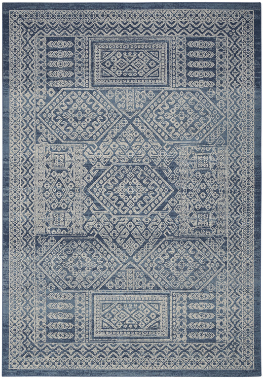 Nourison Lillian 5'3" x 7'3" Navy Cream Bohemian Indoor Rug