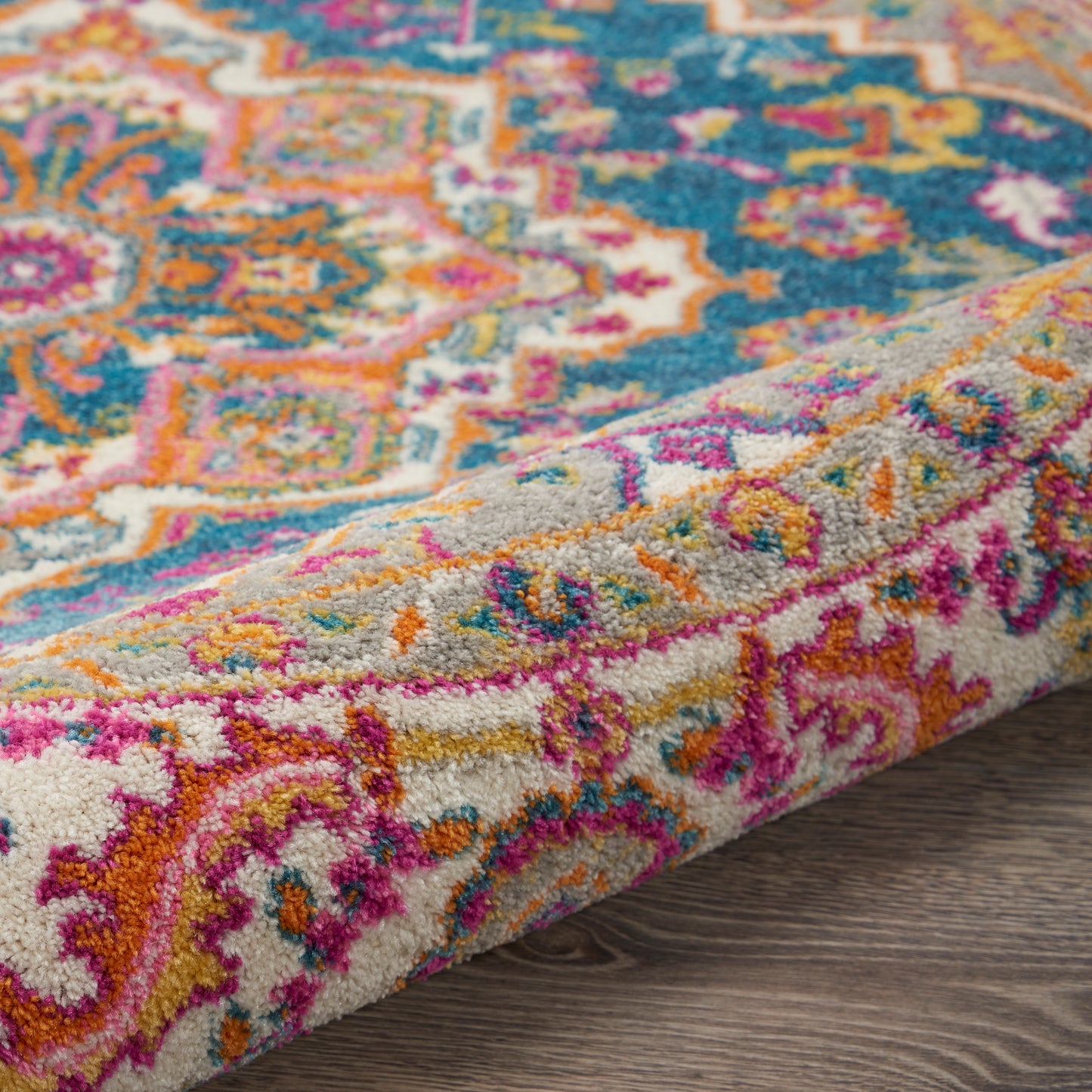 Nourison Passion 4' x Round Teal Multicolor Bohemian Indoor Rug