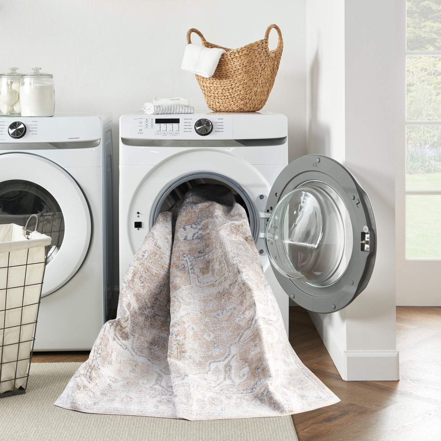 Nourison Astra Machine Washable 6'7" x 9' Beige Vintage Indoor Rug