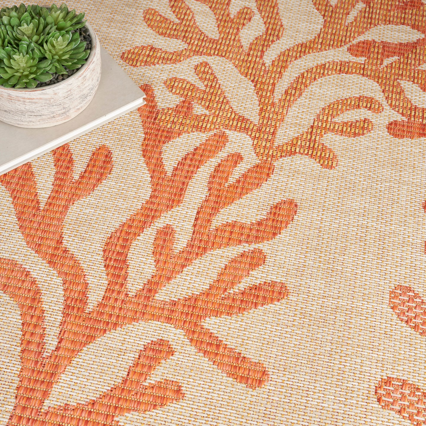 Nourison Garden Oasis 6' x 9' Coral Coastal, Nautical & Beach Rug
