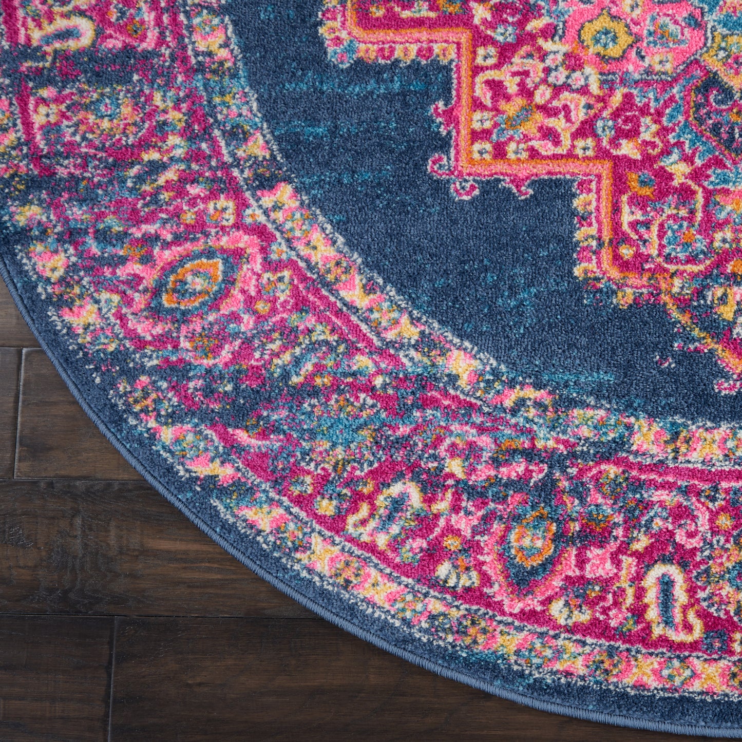 Nourison Passion 5' x Round Blue Bohemian Indoor Rug