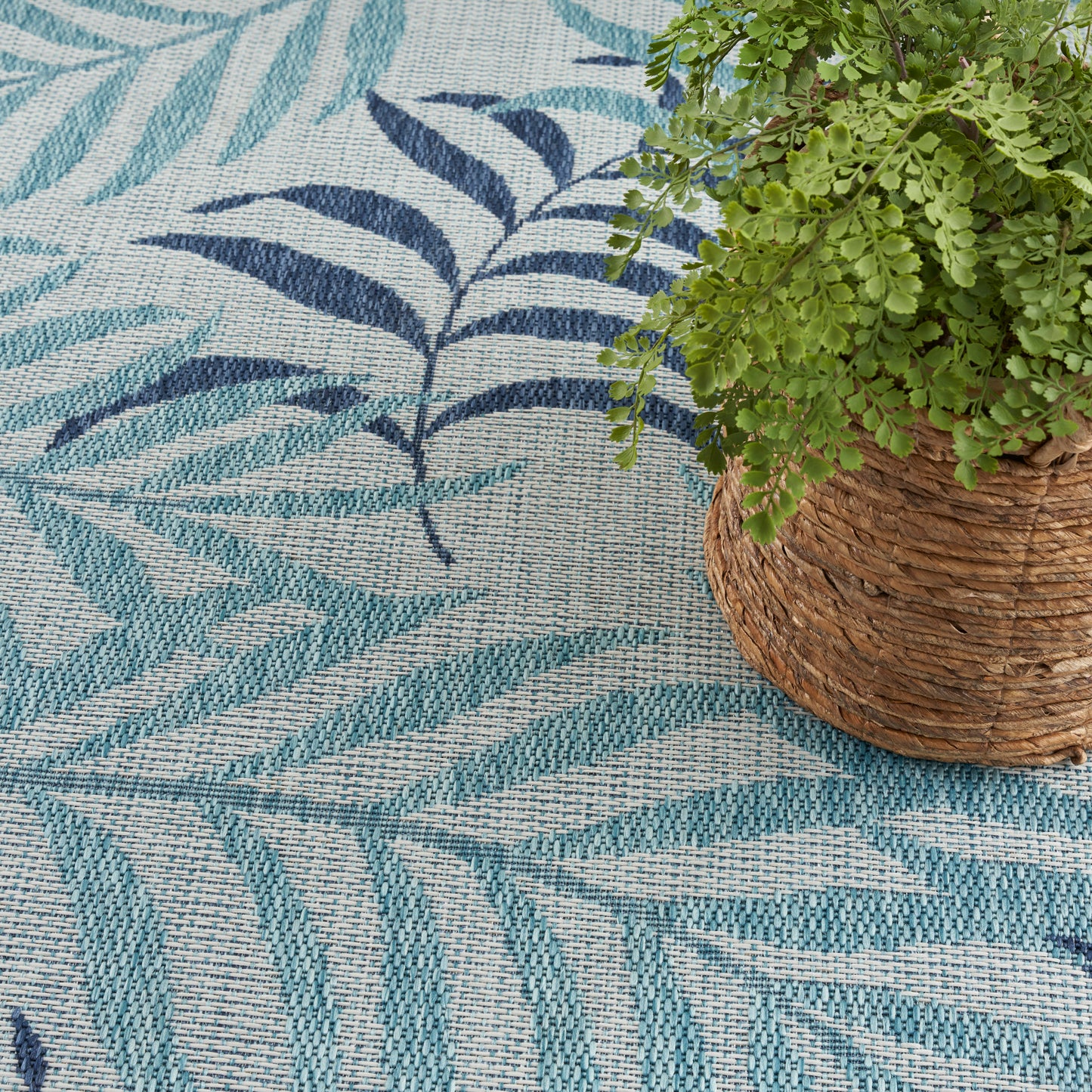 Nourison Garden Oasis 9' x 12' Blue Tropical Rug