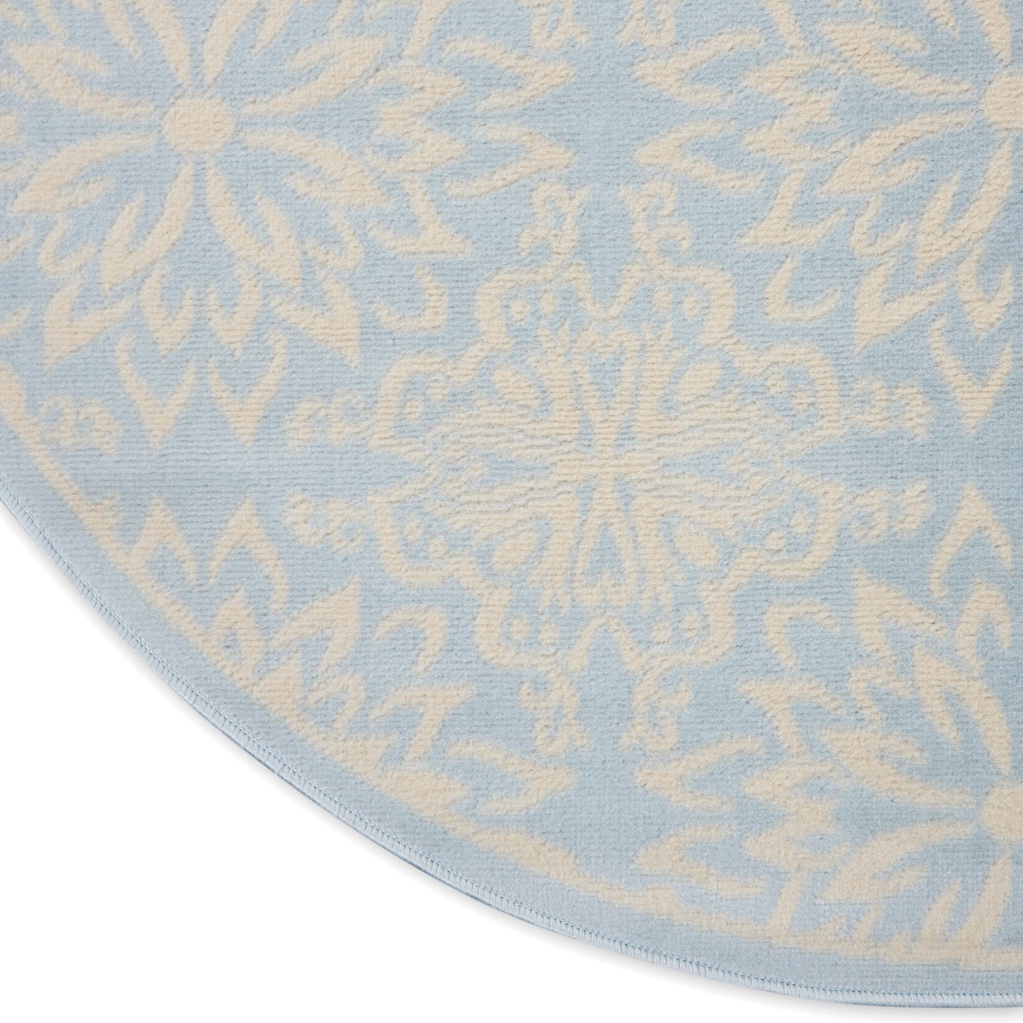 Nourison Jubilant 5'3" x Round Ivory/Light Blue Farmhouse Indoor Rug