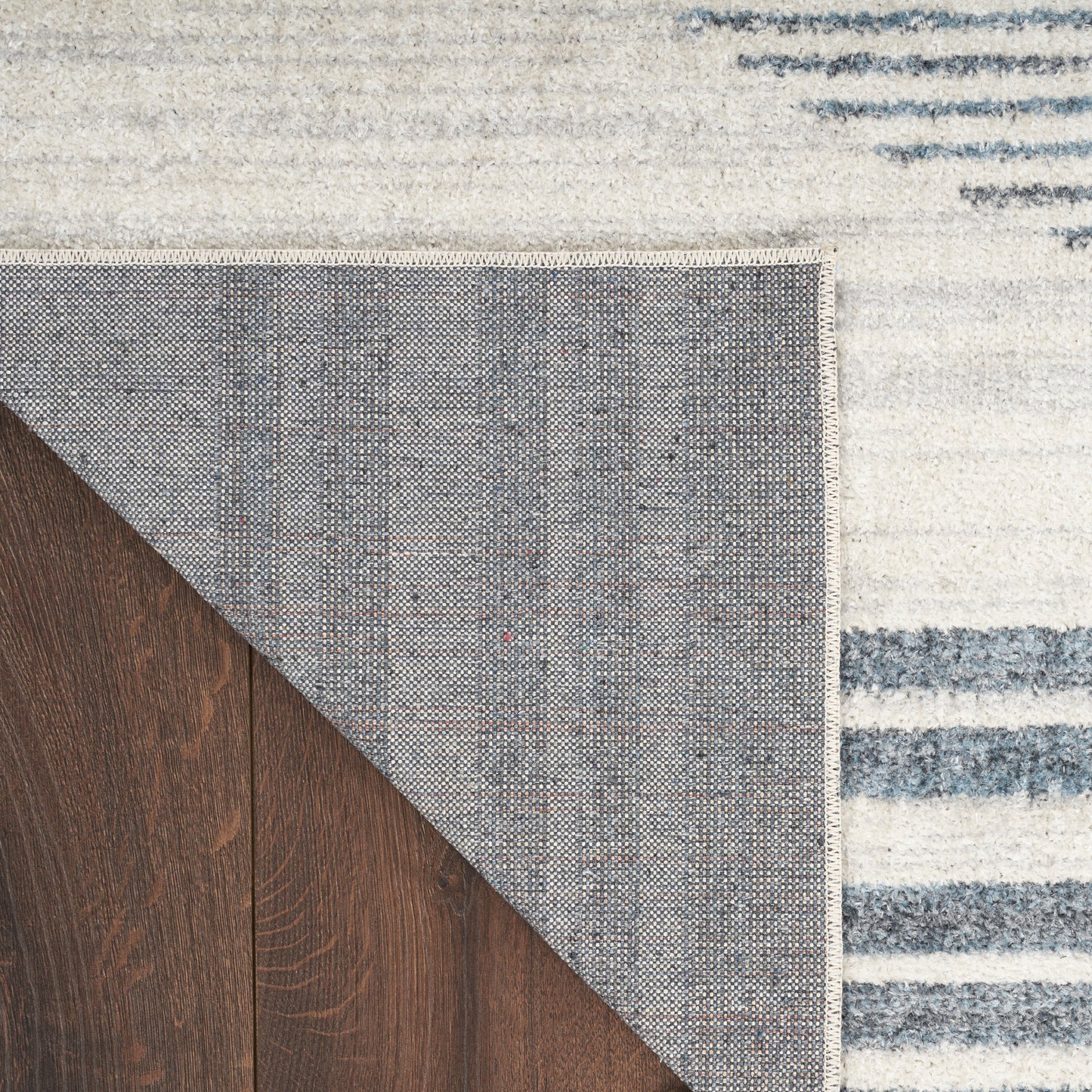 Nourison Astra Machine Washable 9' x 12' Ivory Blue Mid-Century Modern Indoor Rug