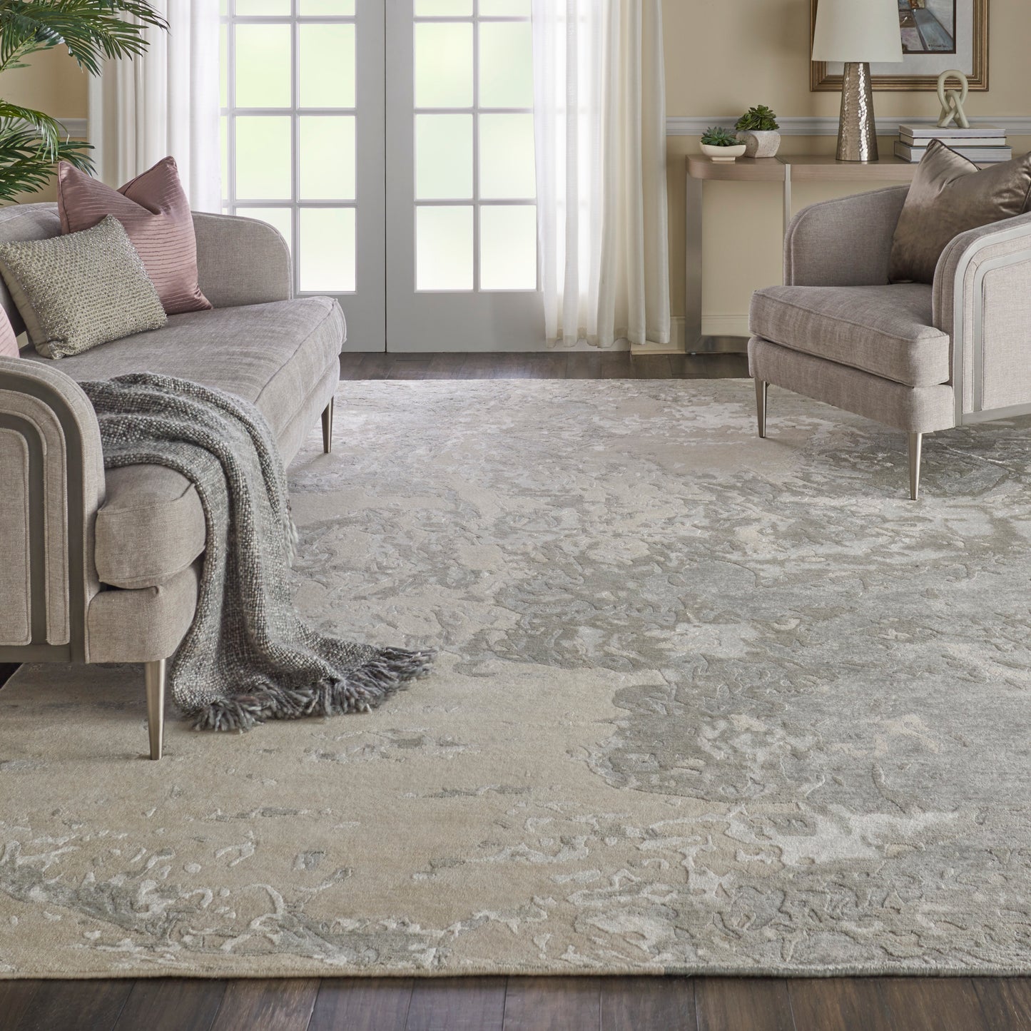 Nourison Silk Shadows 9'9" x 13'9" Sand Modern Indoor Rug