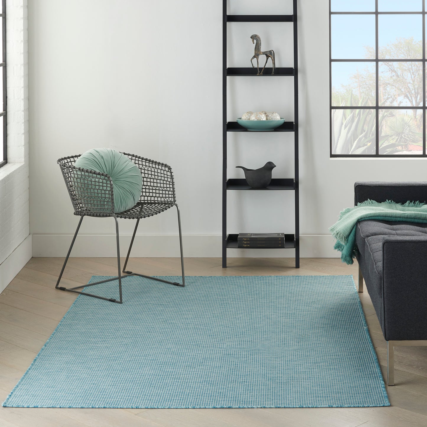 Nourison Positano 4' x 6' Aqua Modern Rug