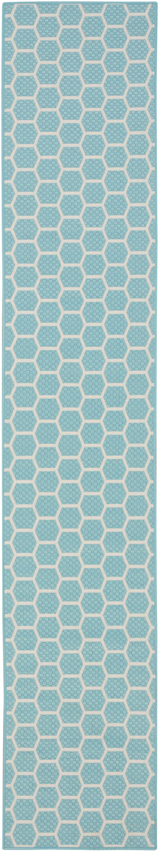 Nourison Twist Reversible 2'2" x 12' Aqua Modern Rug