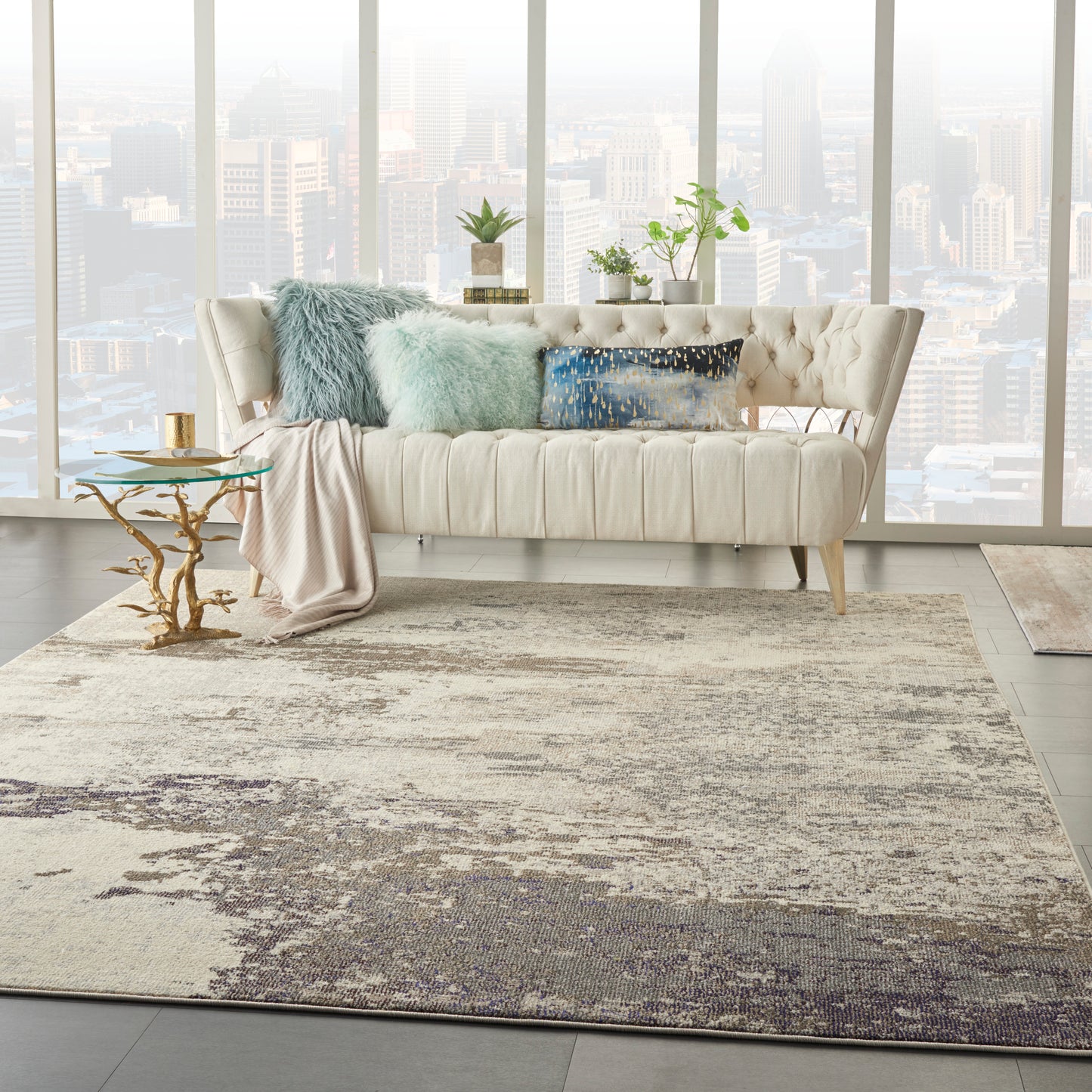 Nourison Celestial 7'10" x 10'6" Ivory/Grey Modern Indoor Rug