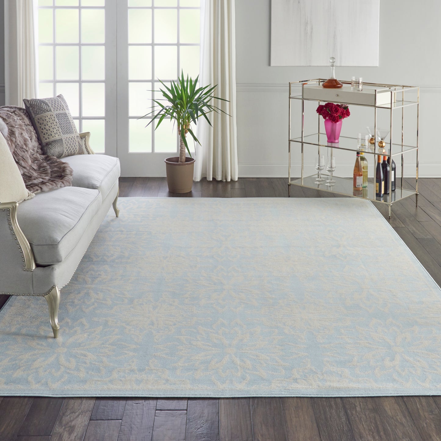 Nourison Jubilant 7'10" x 9'10" Ivory/Light Blue Farmhouse Indoor Rug
