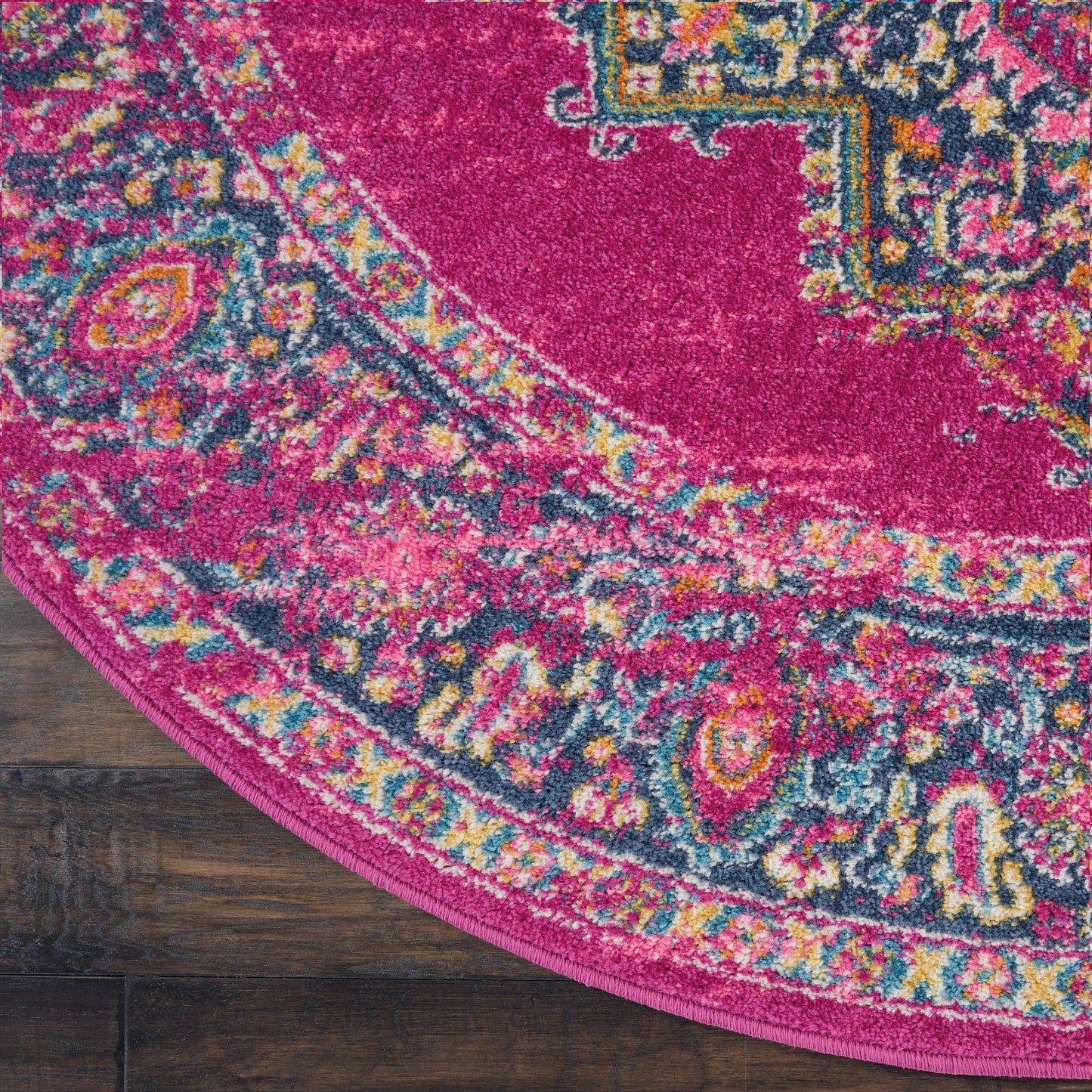 Nourison Passion 4' x Round Fuchsia Bohemian Indoor Rug