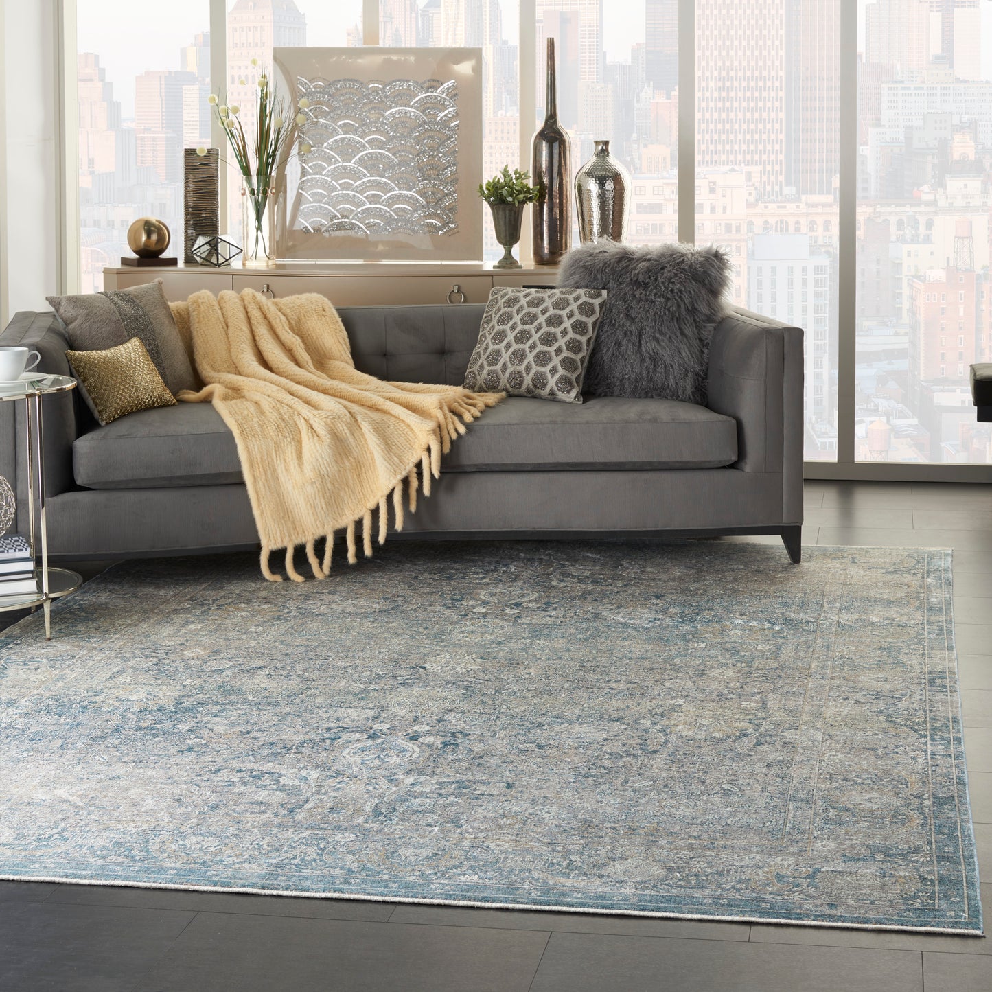 Nourison Starry Nights 9'10" x 12'6" Cream Blue Vintage Indoor Rug