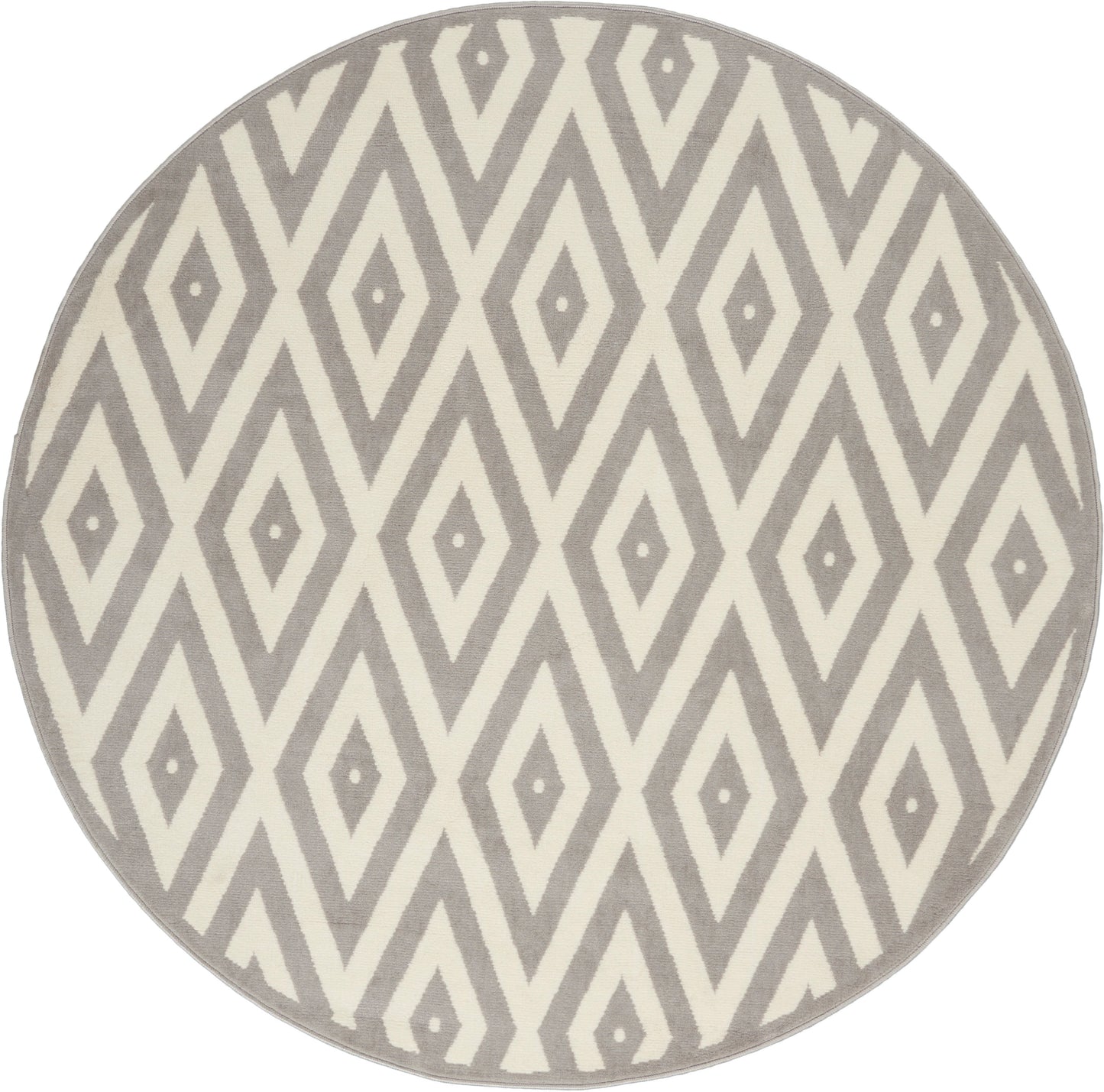Nourison Grafix 5'3" x Round White/Grey Mid-Century Modern Indoor Rug