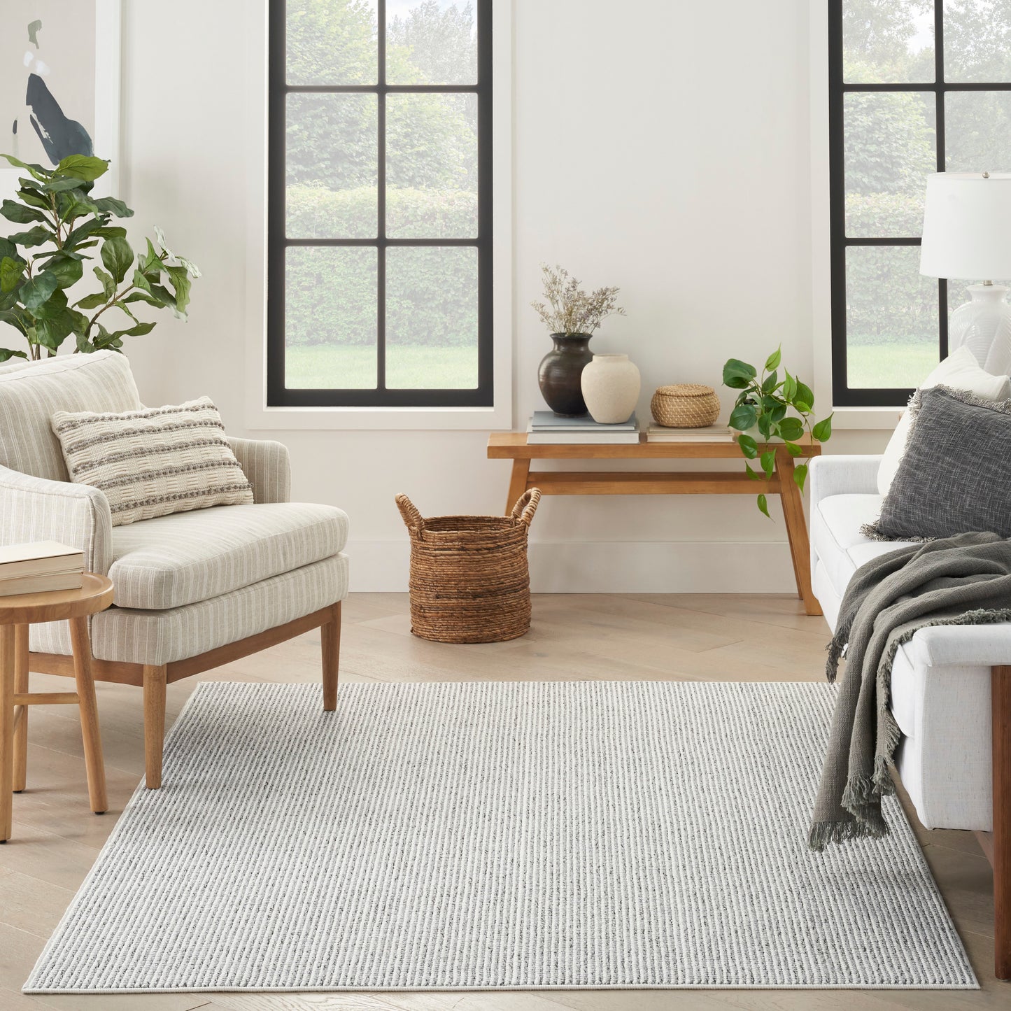 Nourison Natural Texture 6' x 9' Ivory Grey Farmhouse Indoor Rug